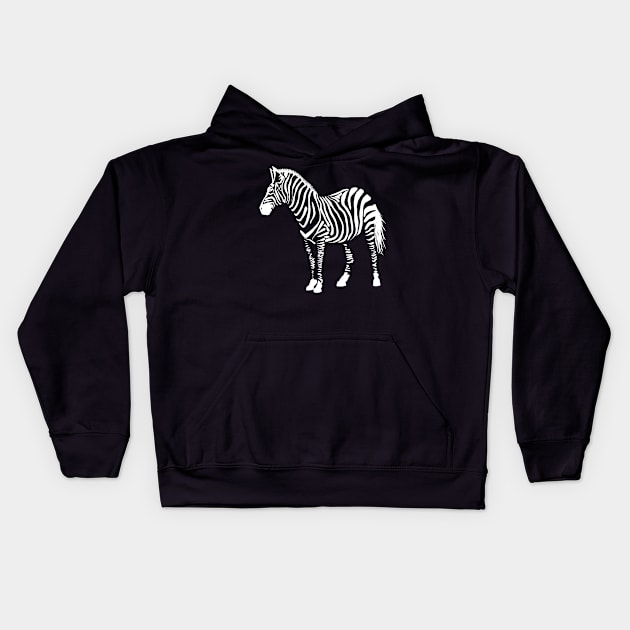 Hand drawn zebra - reverse color Kids Hoodie by jitkaegressy